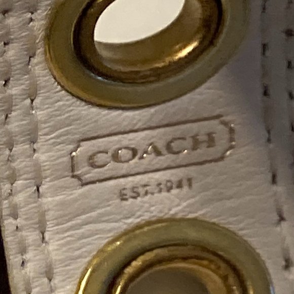 Off white small Coach leather bracelet with brass accents - Picture 5 of 7